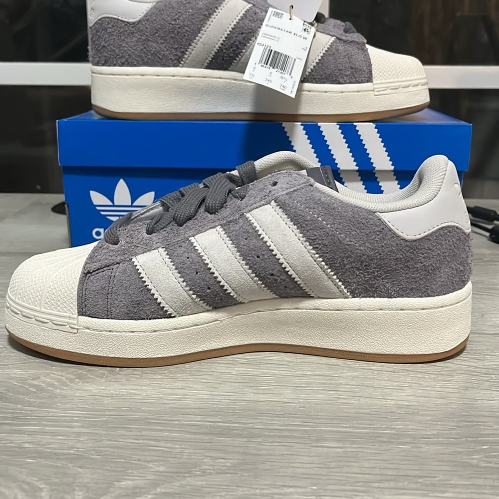 NWT Adidas Originals Superstar XLG Women's Shoes - Grey/White - IG2125 - Picture 7 of 12